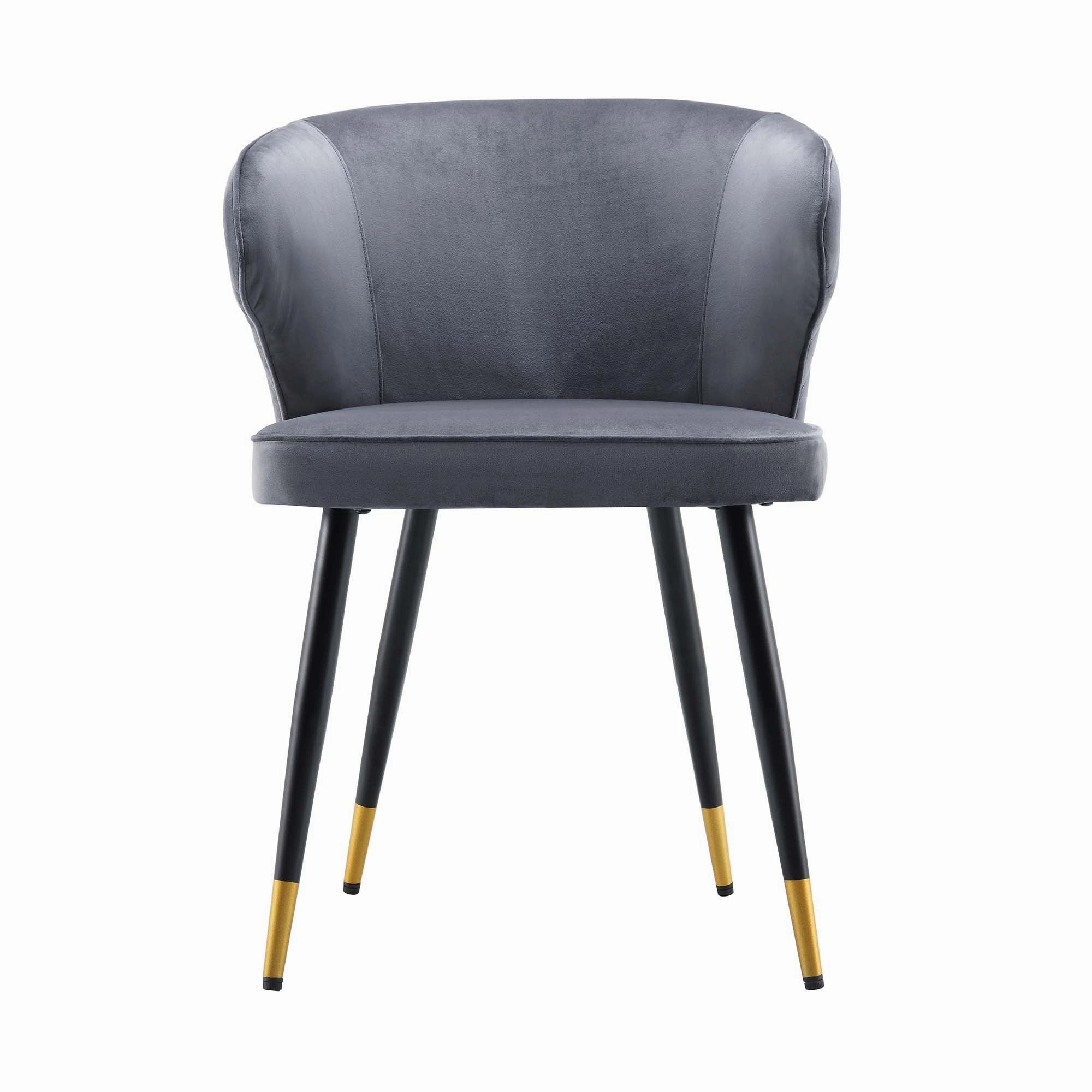 Langham Set of 2 Grey Velvet Upholstered Carver Dining Chairs