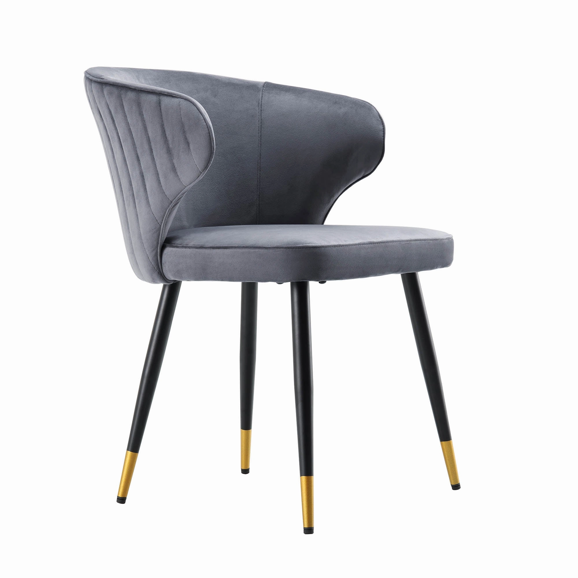 Langham Set of 2 Grey Velvet Upholstered Carver Dining Chairs