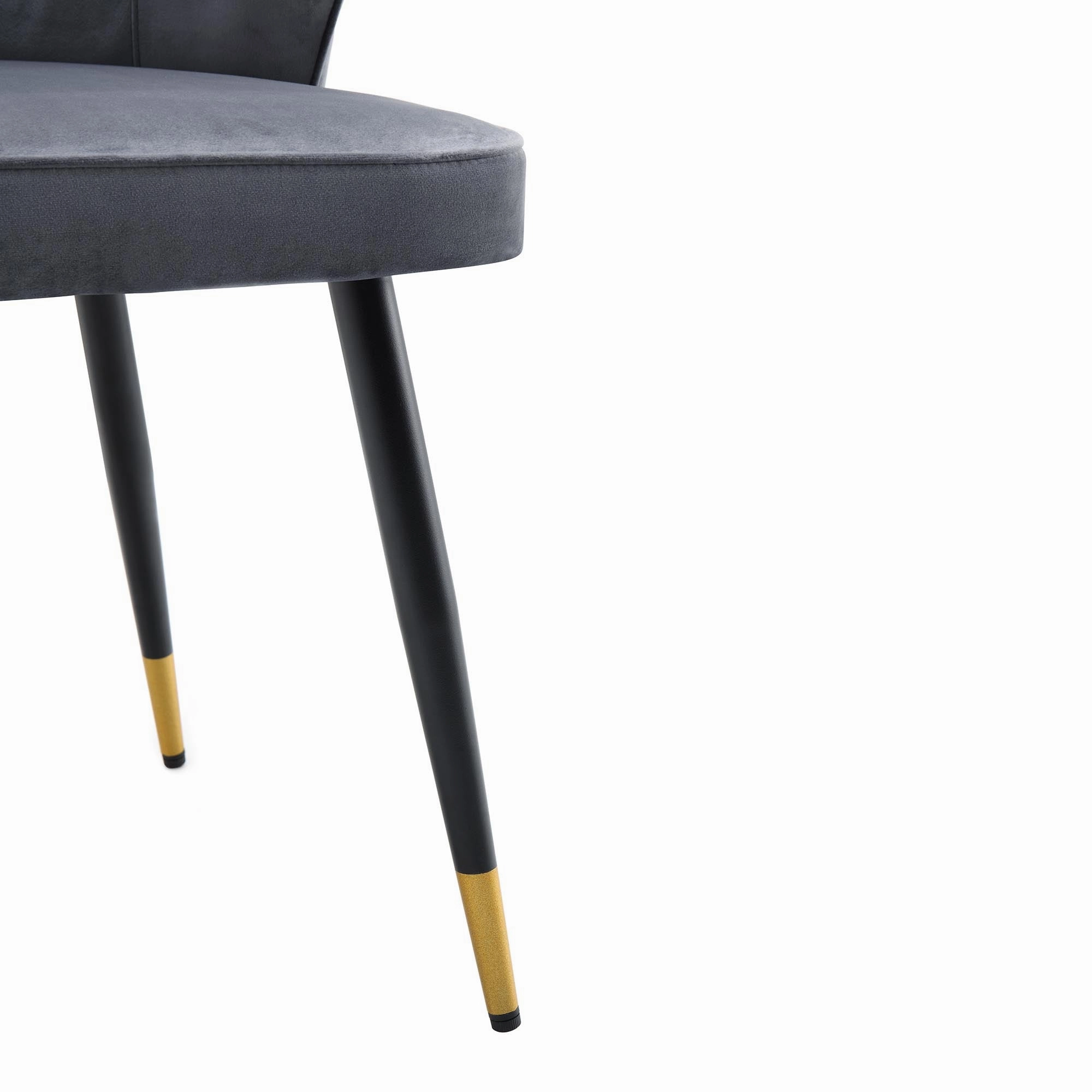 Langham Set of 2 Grey Velvet Upholstered Carver Dining Chairs