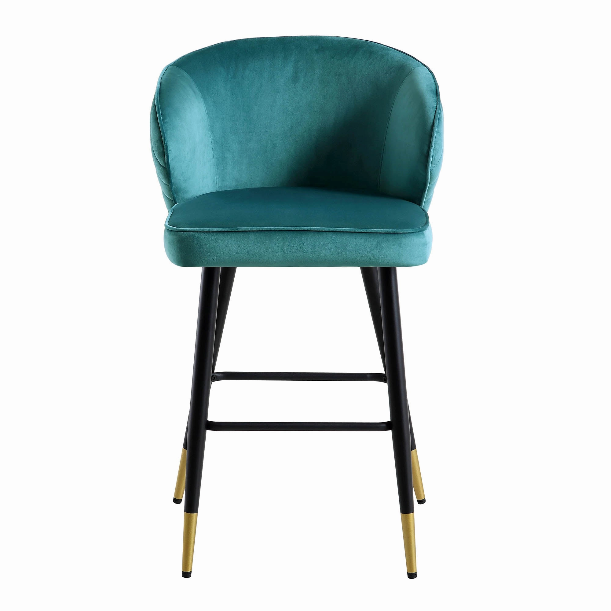 Langham Set of 2 Teal Velvet Upholstered Carver Counter Stools