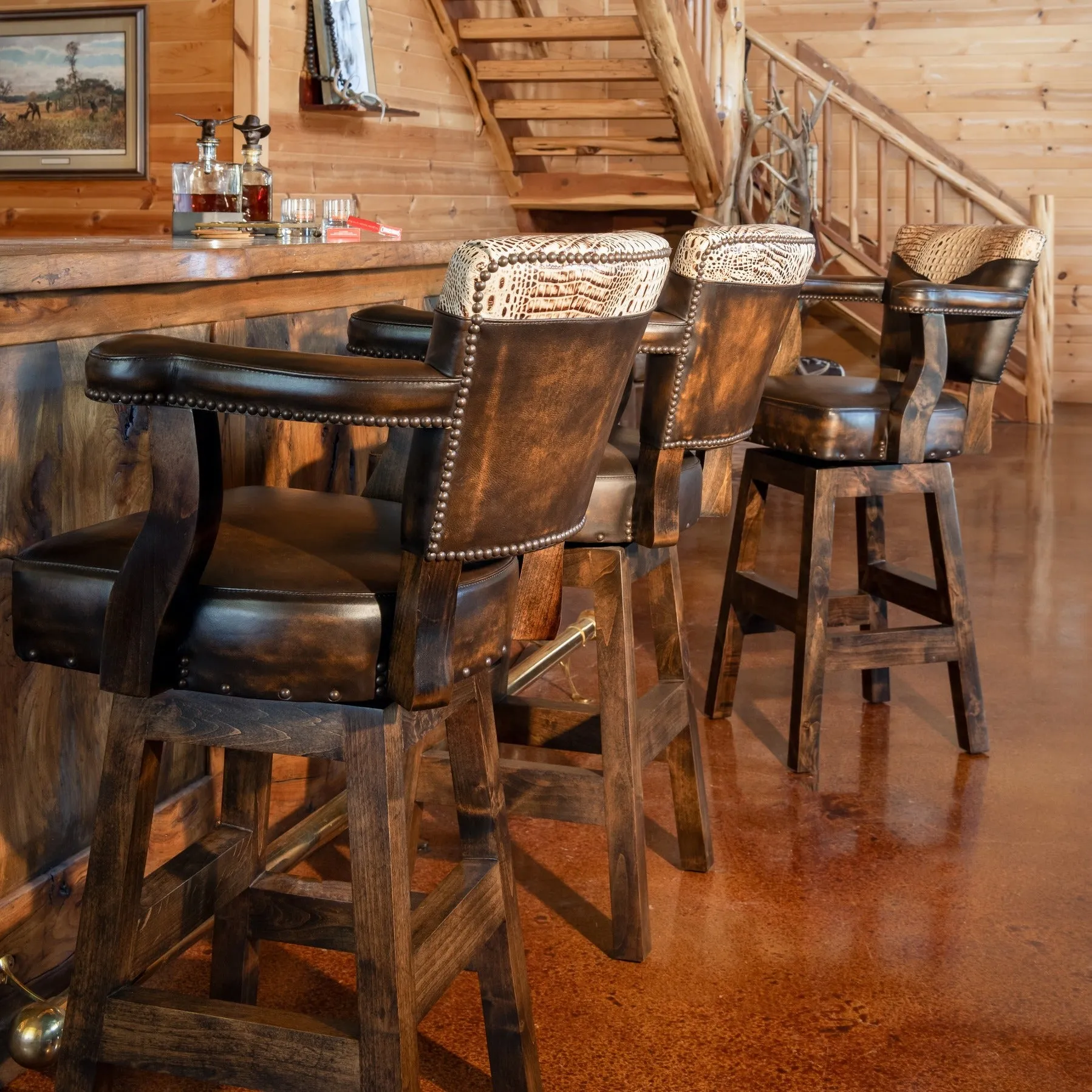 Laramie Western Swivel Bar Chair