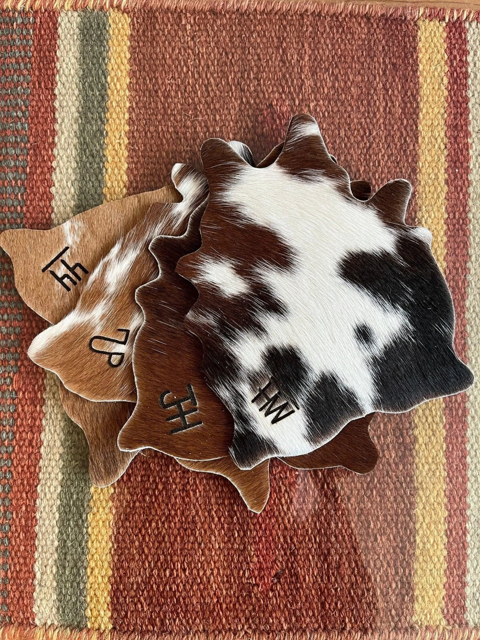 Laser Branded Cowhide Coasters