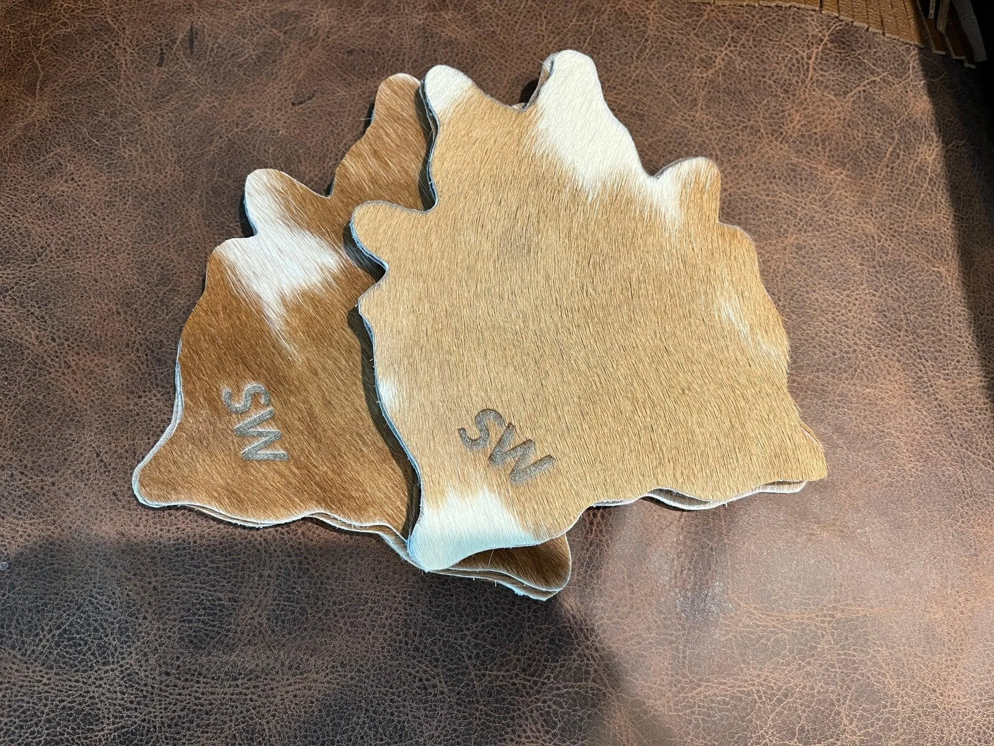 Laser Branded Cowhide Coasters