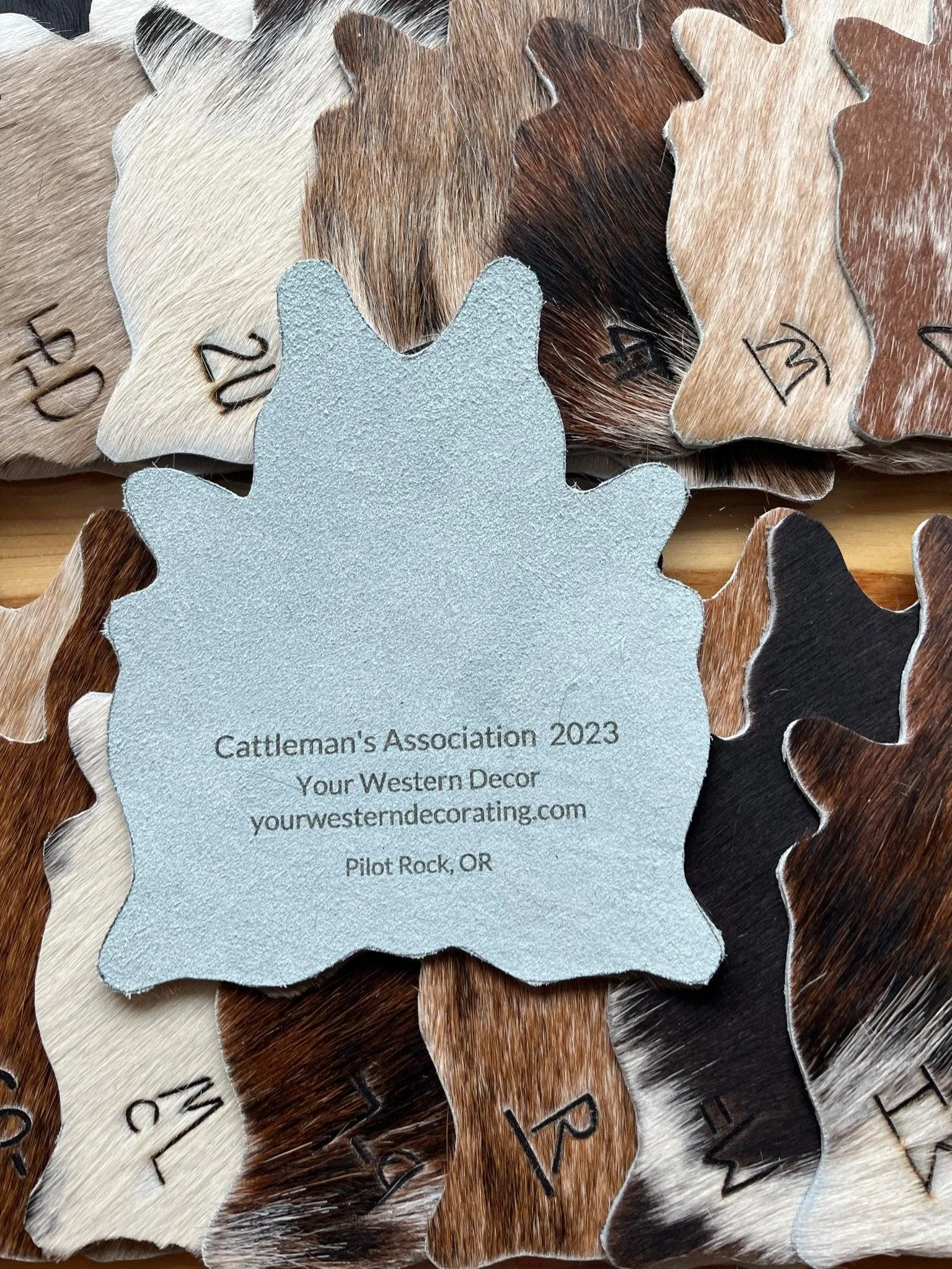 Laser Branded Cowhide Coasters