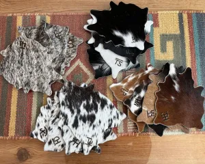 Laser Branded Cowhide Coasters blender, kitchen appliance