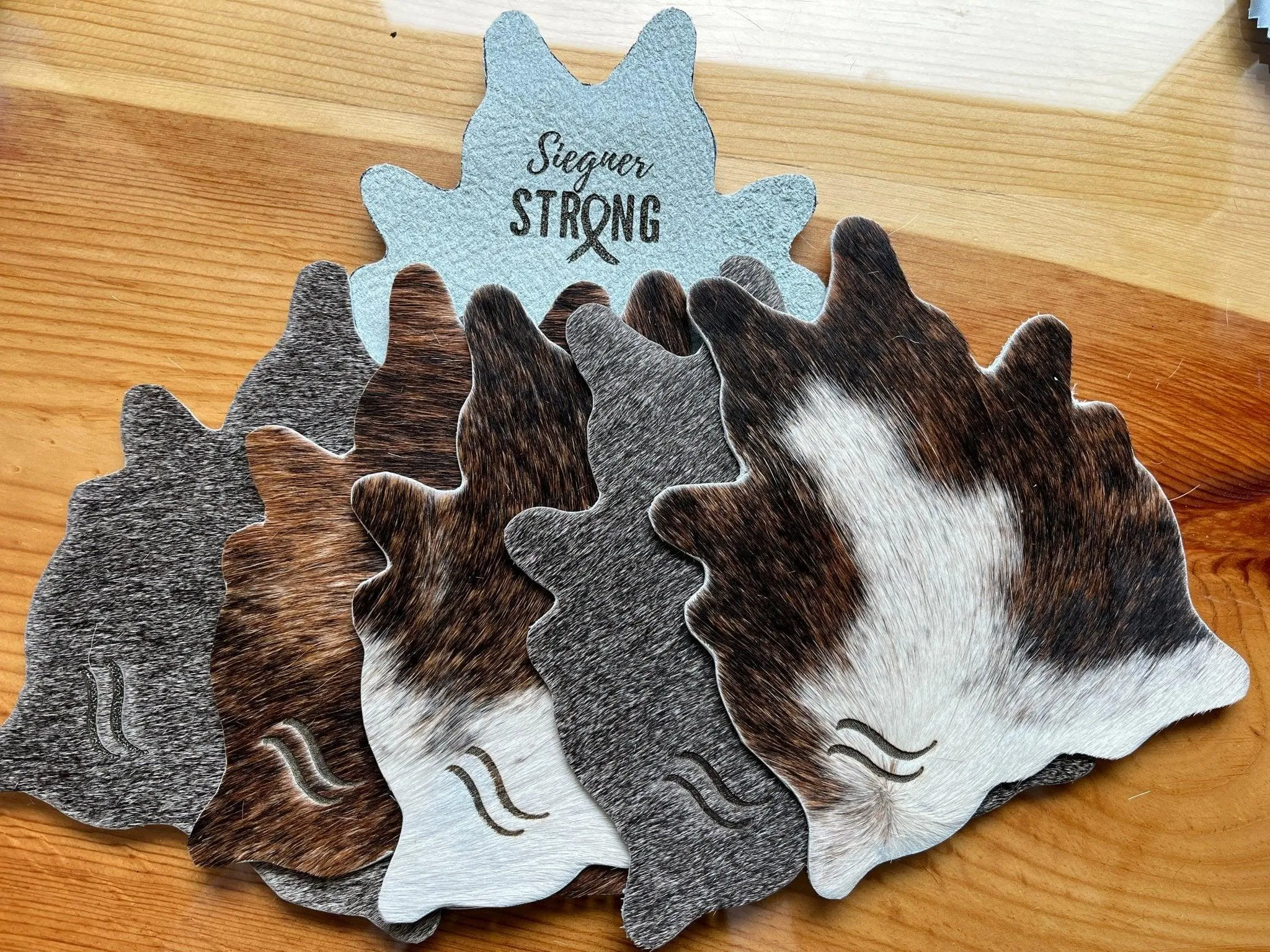 Laser Branded Cowhide Coasters