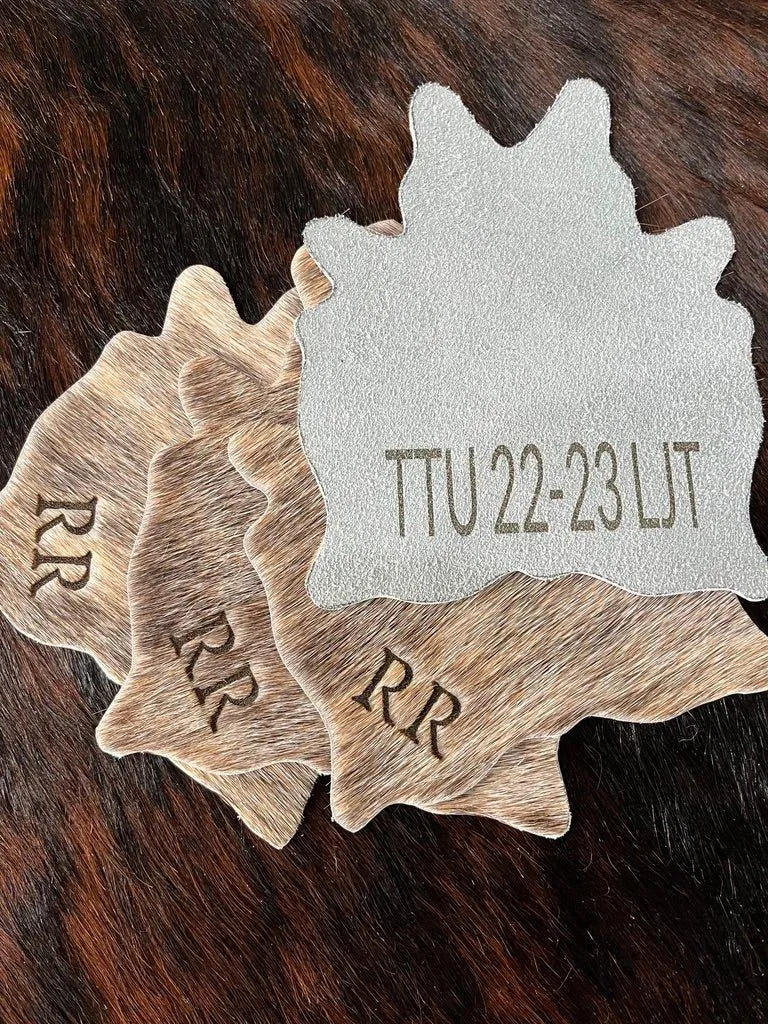 Laser Branded Cowhide Coasters