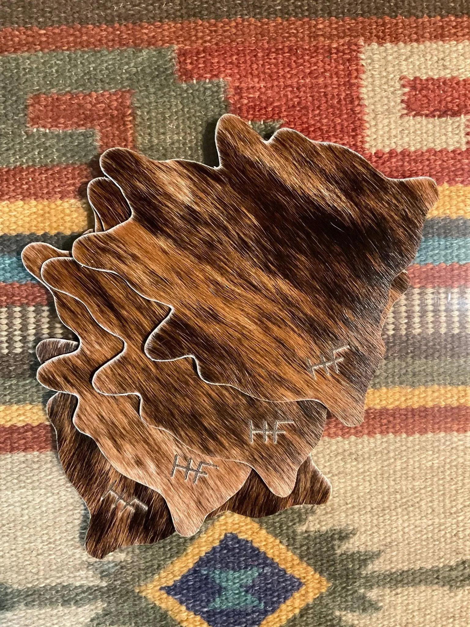 Laser Branded Cowhide Coasters