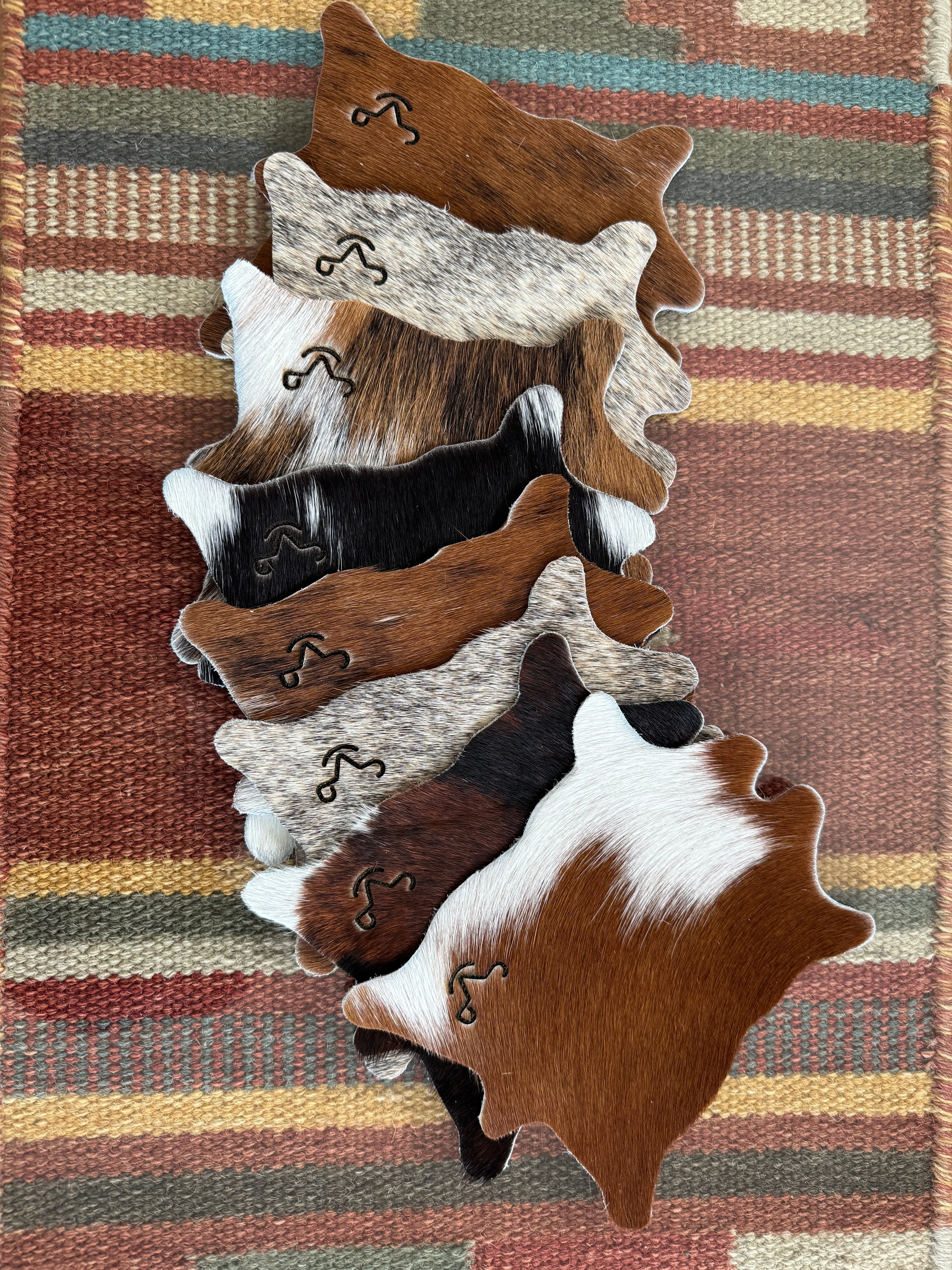 Laser Branded Cowhide Coasters