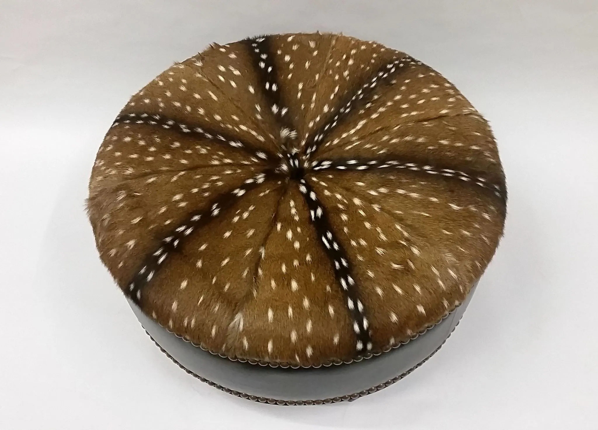 Leather & Axis Hide Ottoman