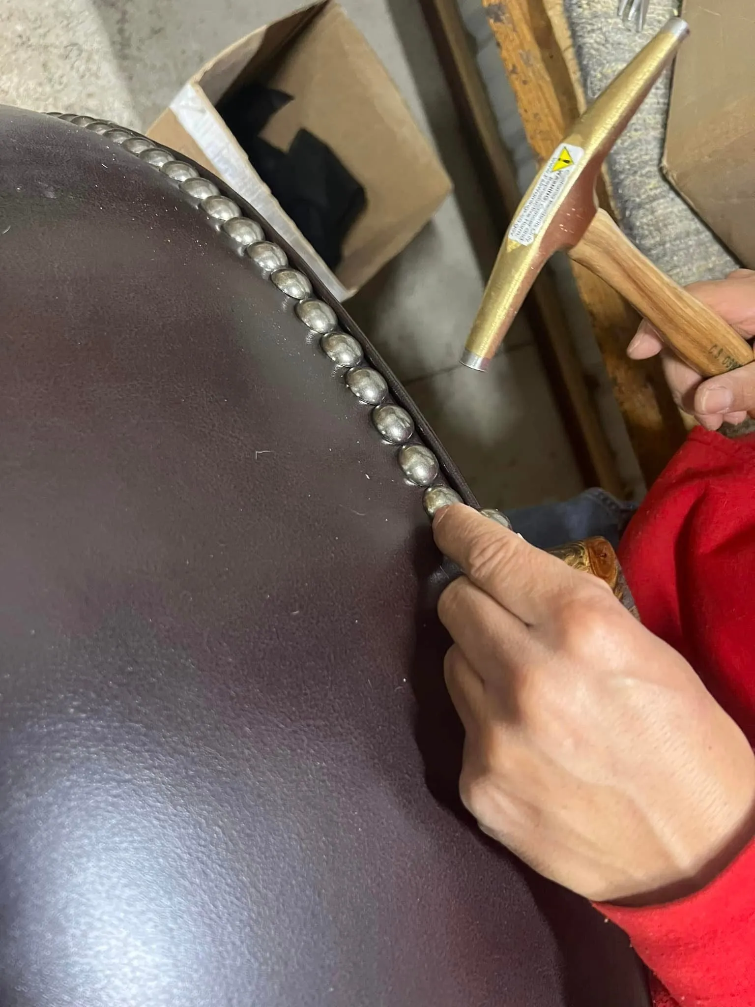 Leather & Brown/White Cowhide Ottoman