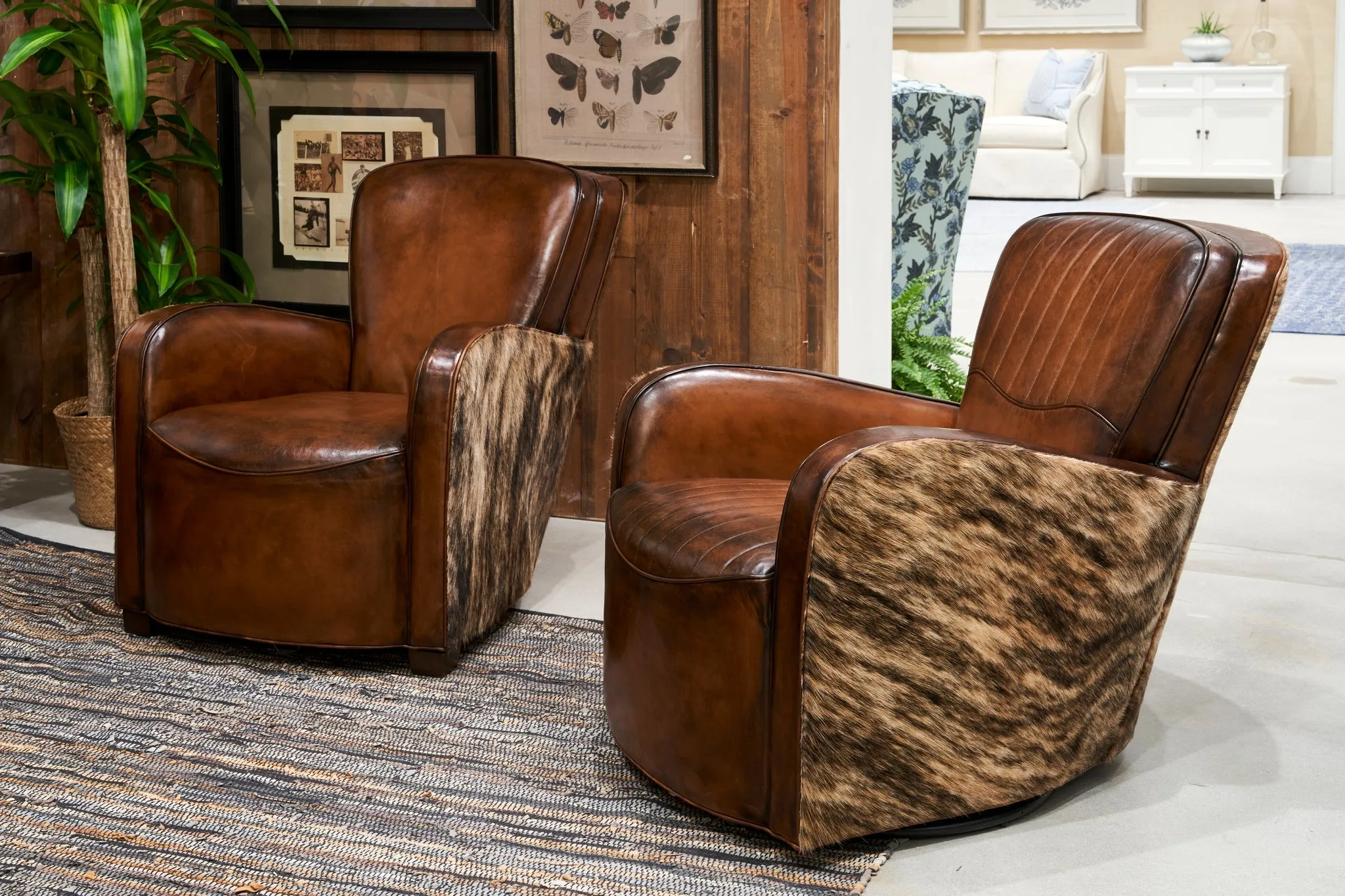Leather & Cowhide Swivel Chair