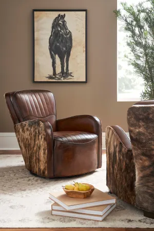 Leather & Cowhide Swivel Chair vanity mirror, wall mirror