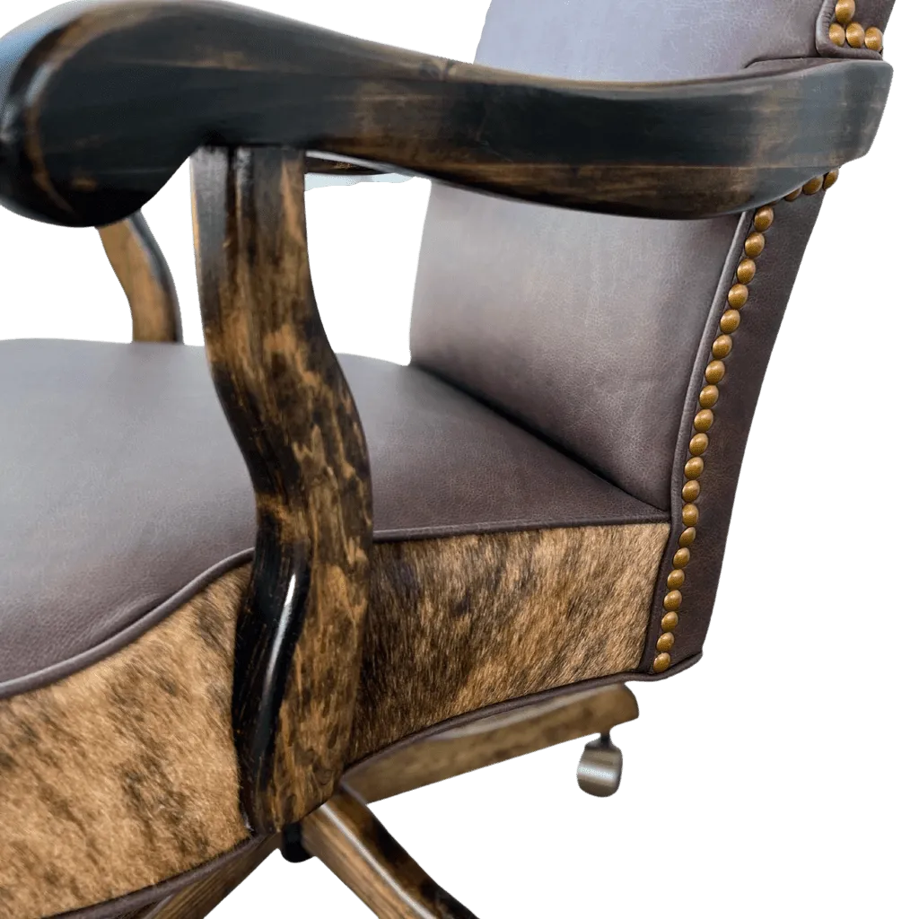 Leather and Brindle Cowhide Office Chair