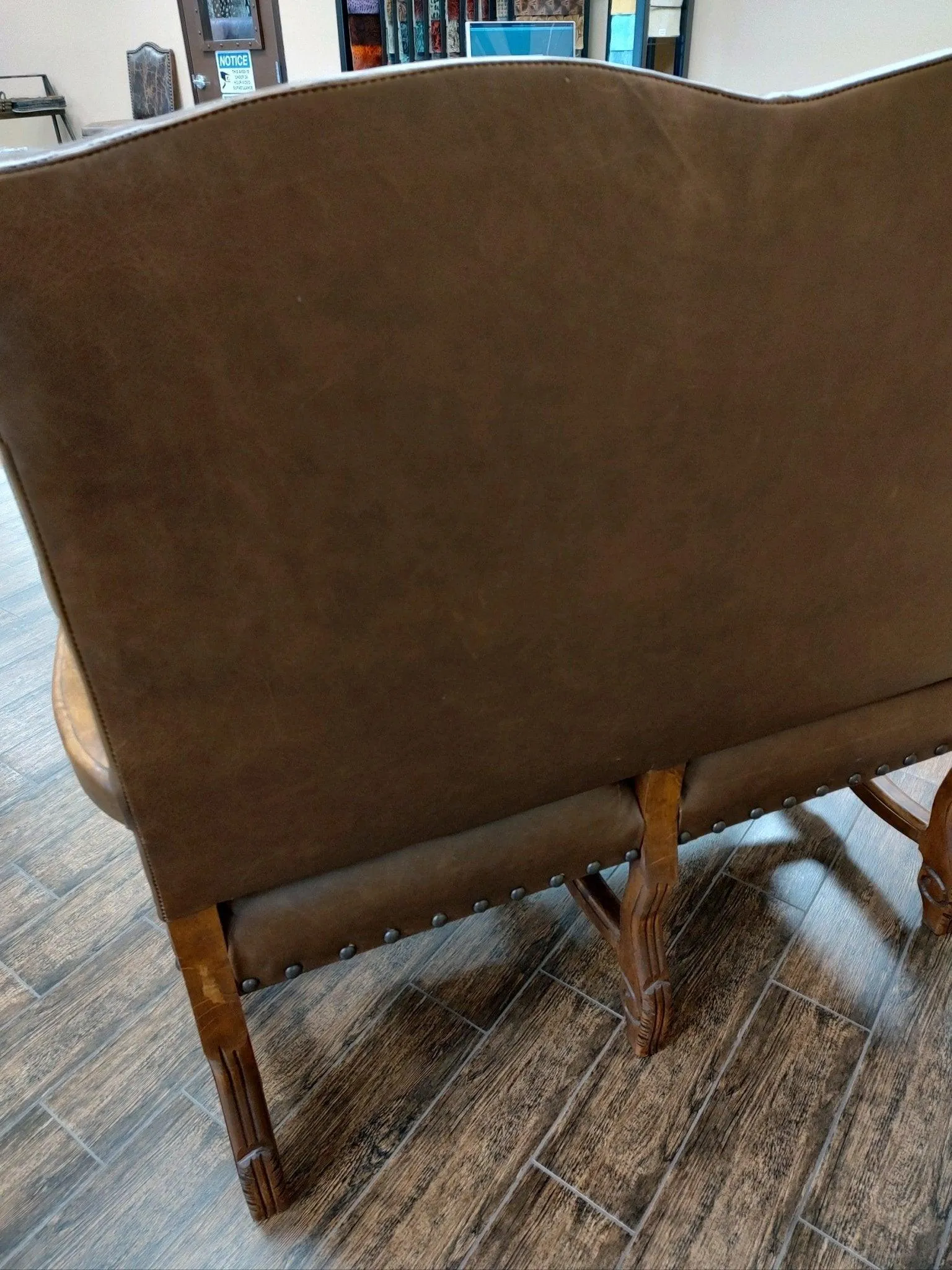 Leather and Longhorn Cowhide Settee