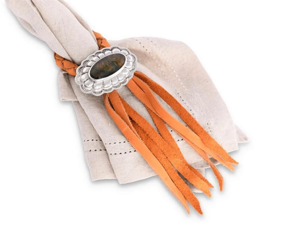 Leather and Silver Concho Napkin Rings