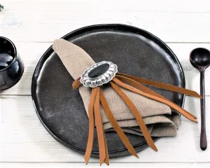 Leather and Silver Concho Napkin Rings toilet seat cover, slow close seat