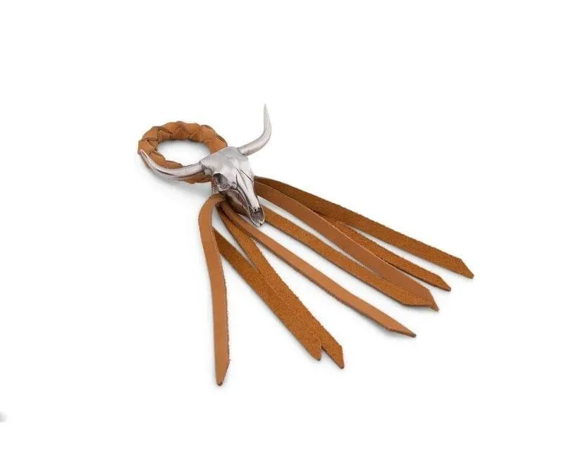 Leather Bolo Napkin Ring with Longhorn Skull