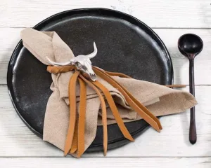 Leather Bolo Napkin Ring with Longhorn Skull toilet seat cover, slow close seat
