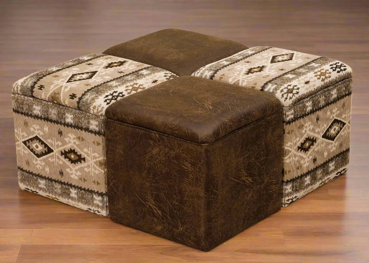 Leather Cube Foot Stool with Storage