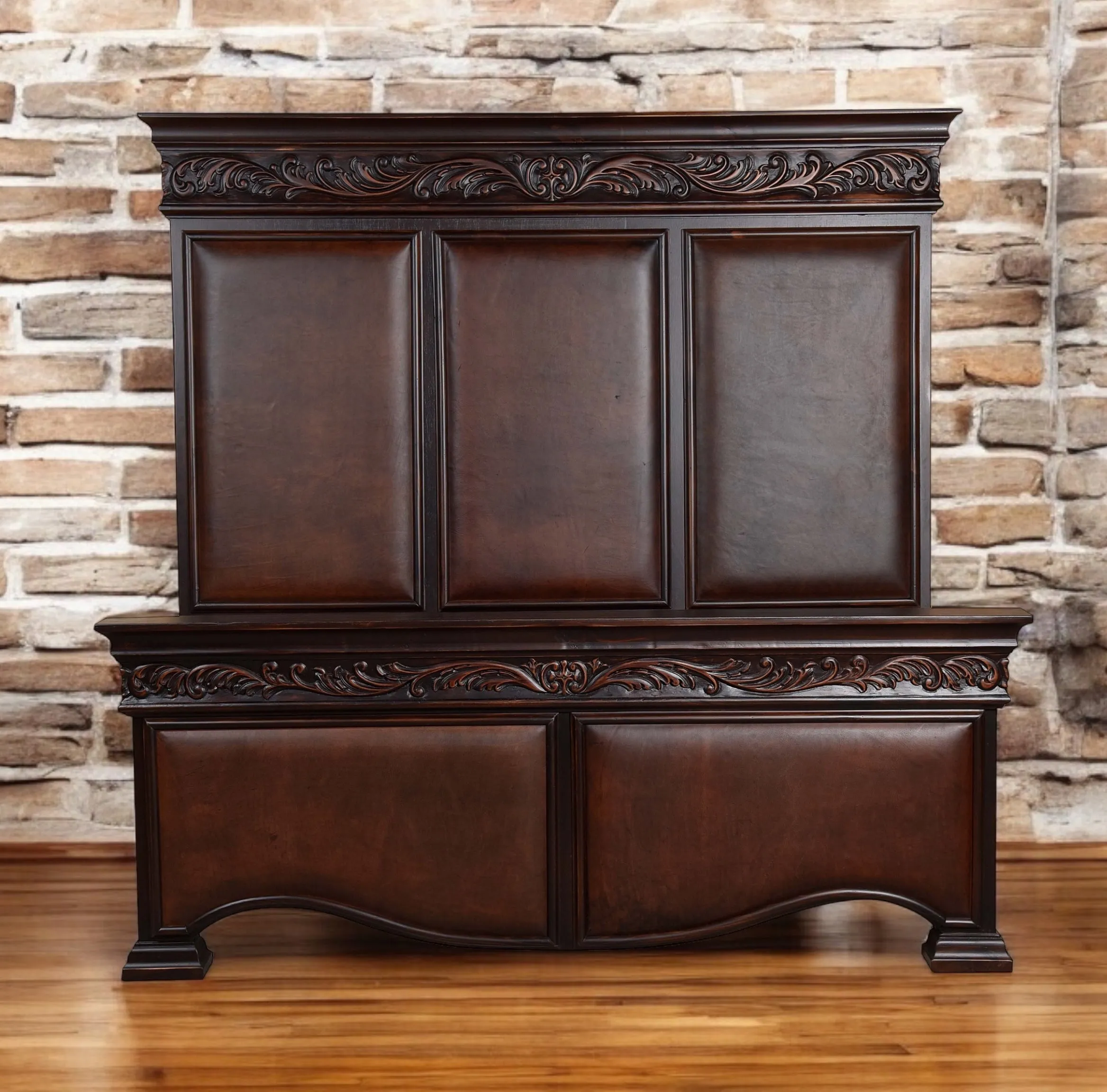 Leather Paneled Western Bed