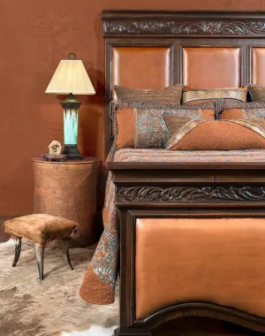 Leather Paneled Western Bed bedroom furniture, nightstand