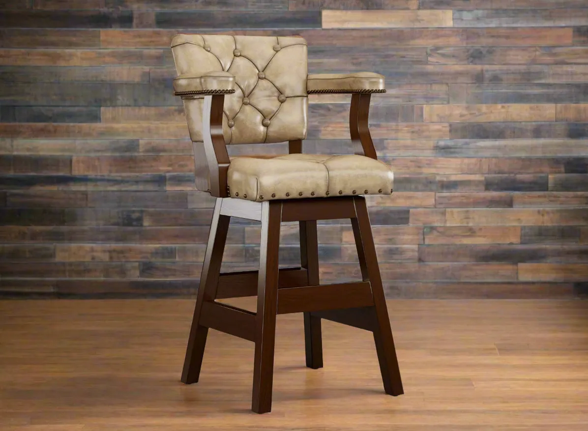 Leather Tufted Bar Stools with Backs