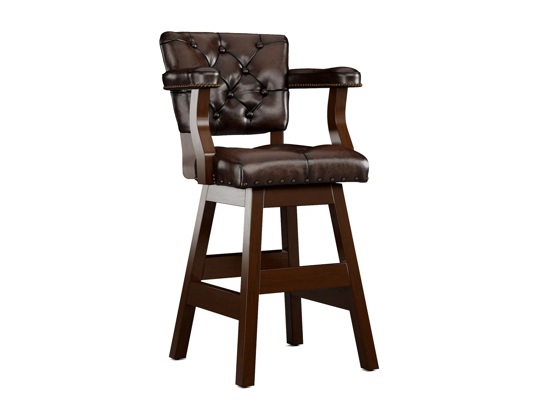 Leather Tufted Bar Stools with Backs