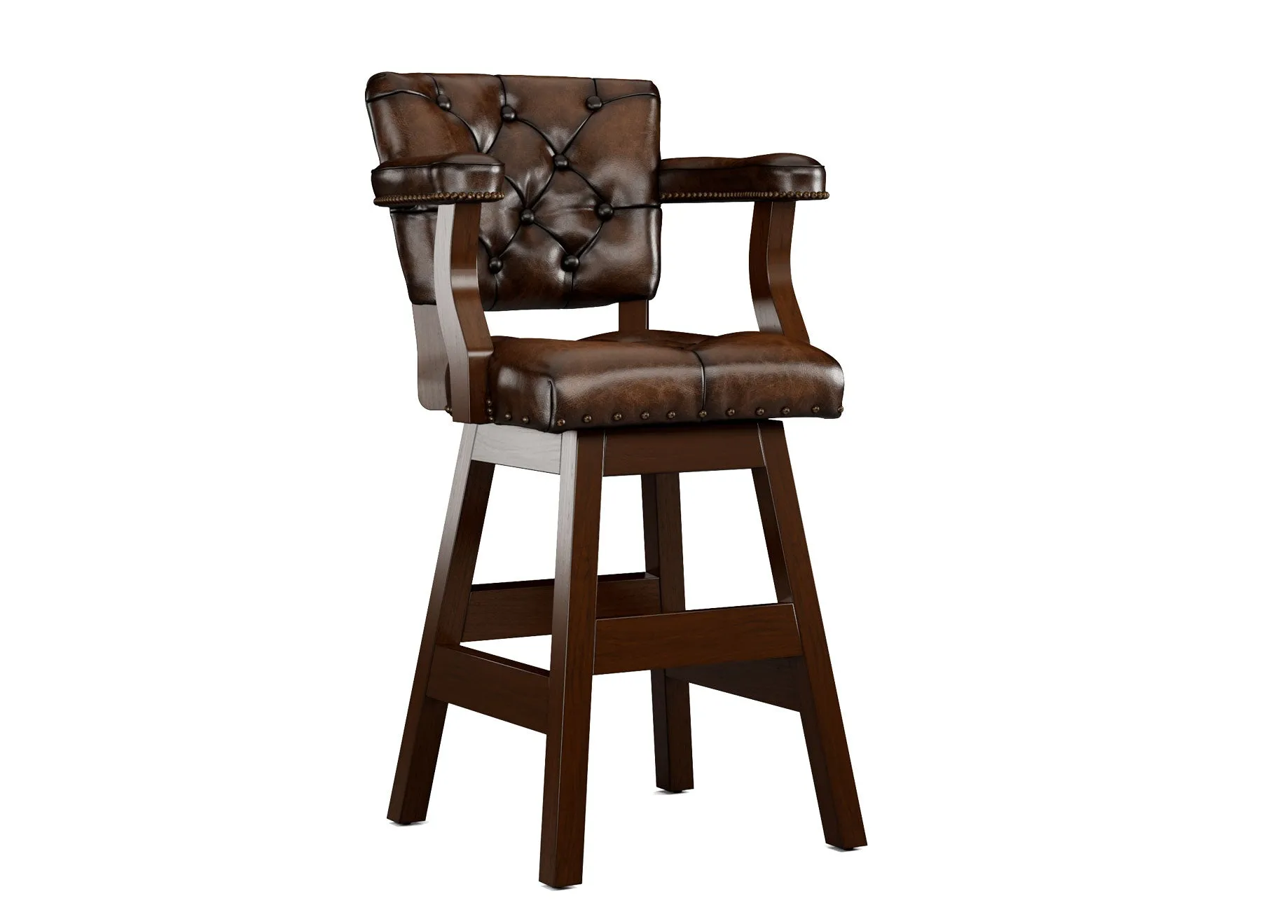 Leather Tufted Bar Stools with Backs