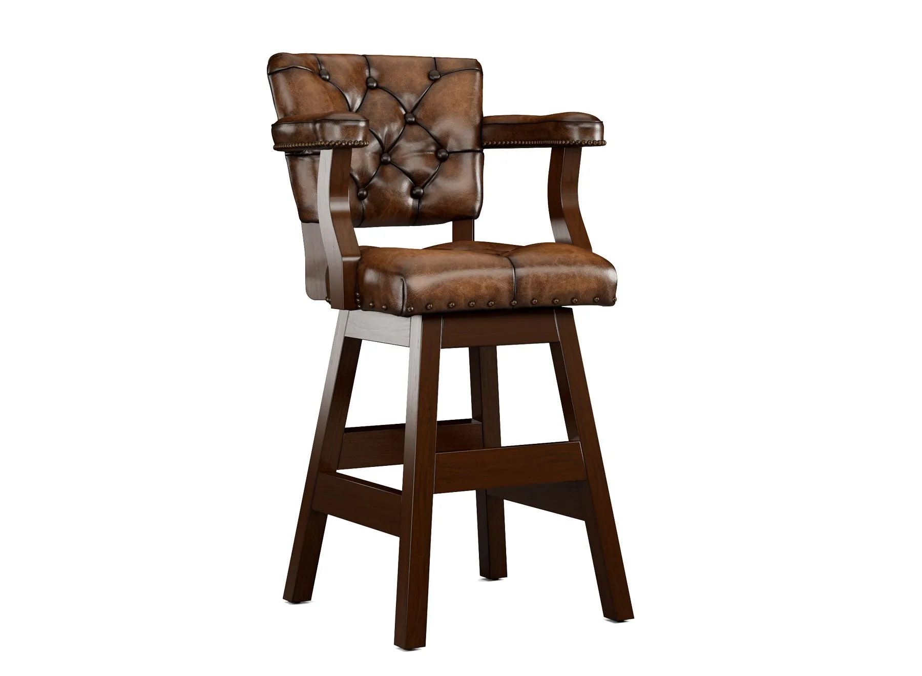 Leather Tufted Bar Stools with Backs