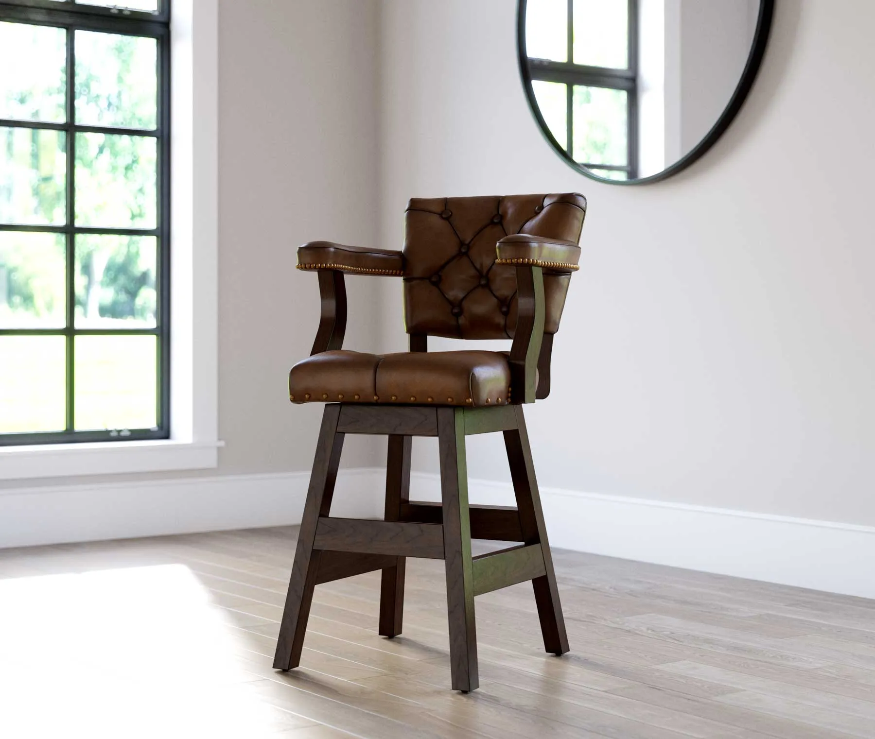 Leather Tufted Bar Stools with Backs