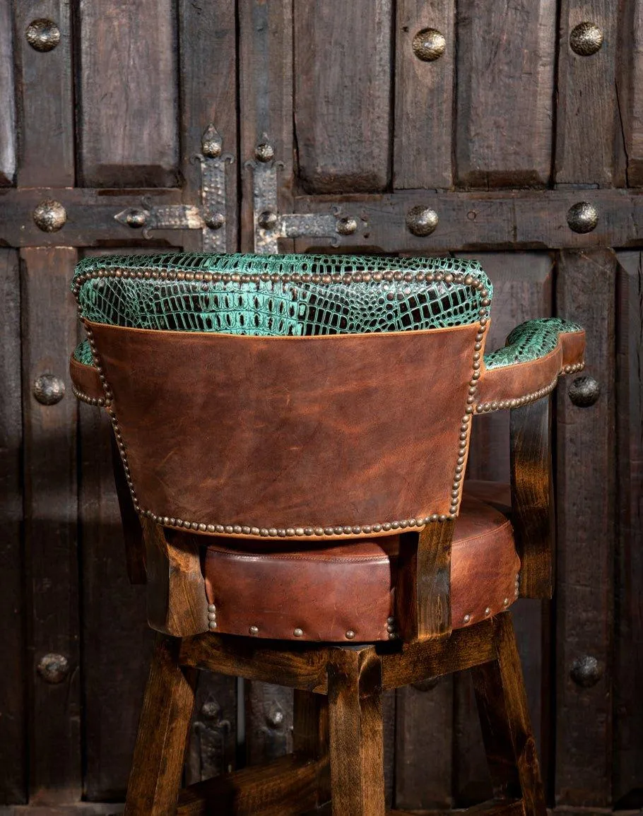 Leather Western Swivel Bar Chair