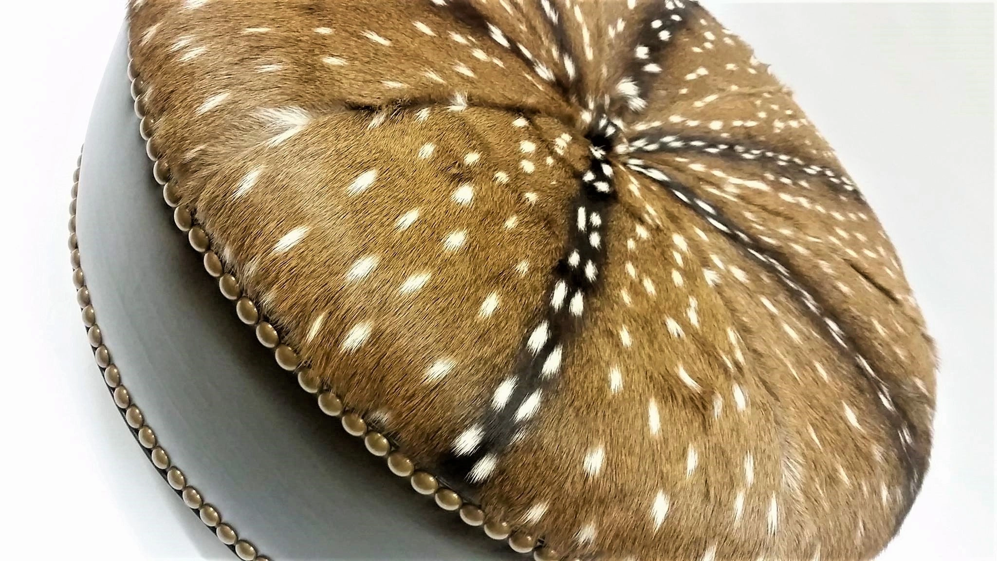 Leather & Axis Hide Ottoman