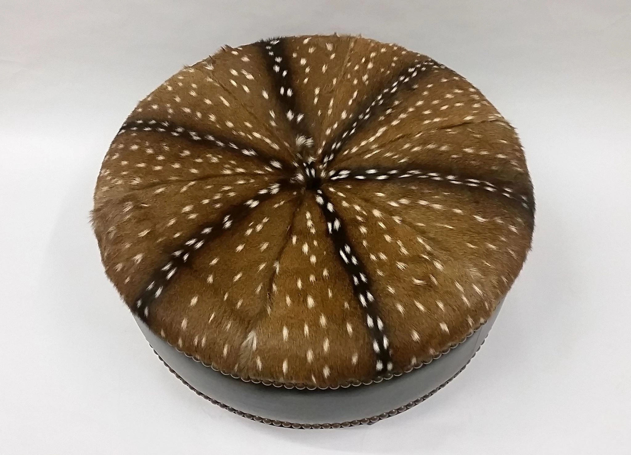 Leather & Axis Hide Ottoman