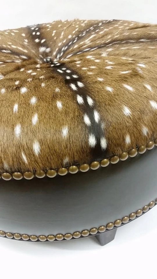 Leather & Axis Hide Ottoman