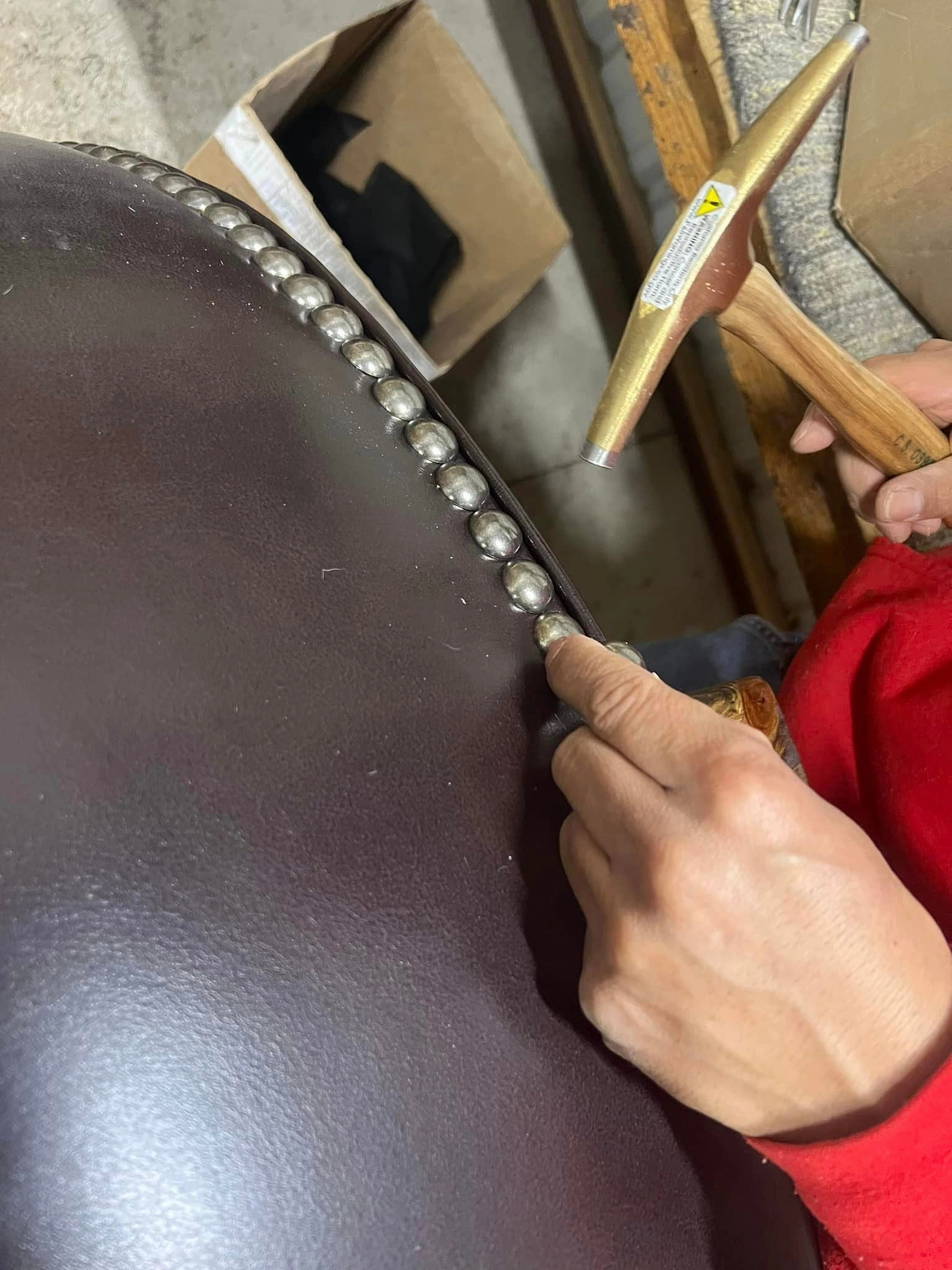 Leather & Brown/White Cowhide Ottoman