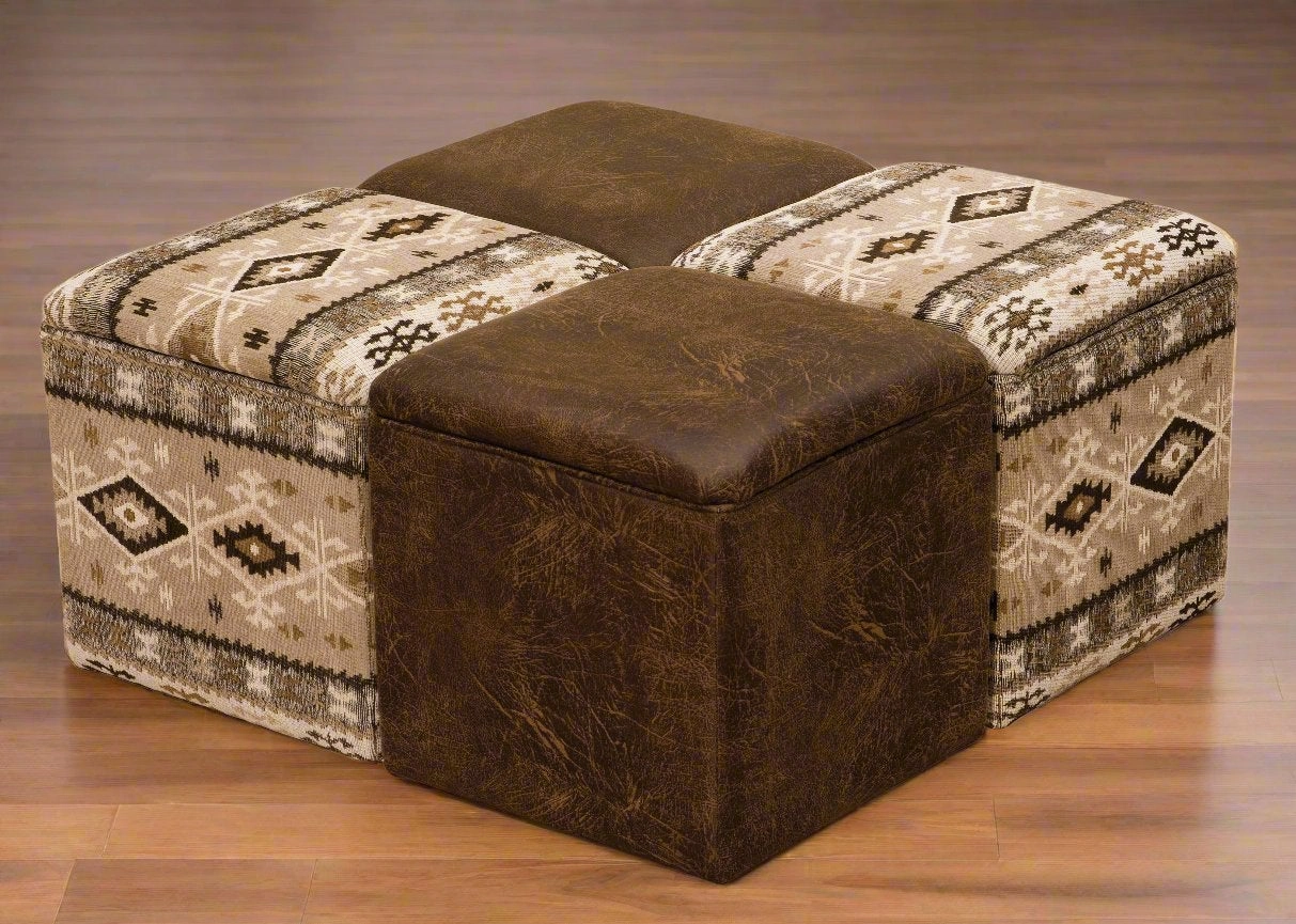 Leather Cube Foot Stool with Storage