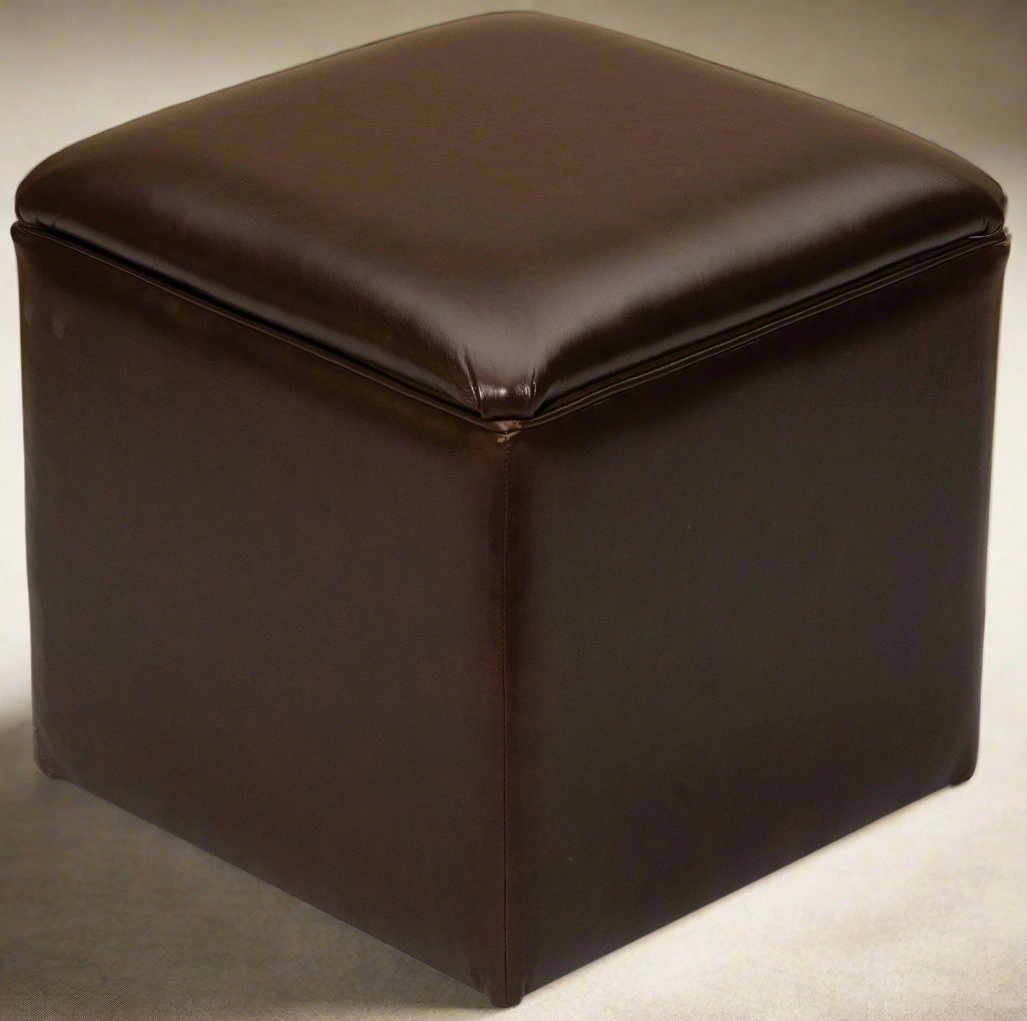 Leather Cube Foot Stool with Storage table runner, placemat