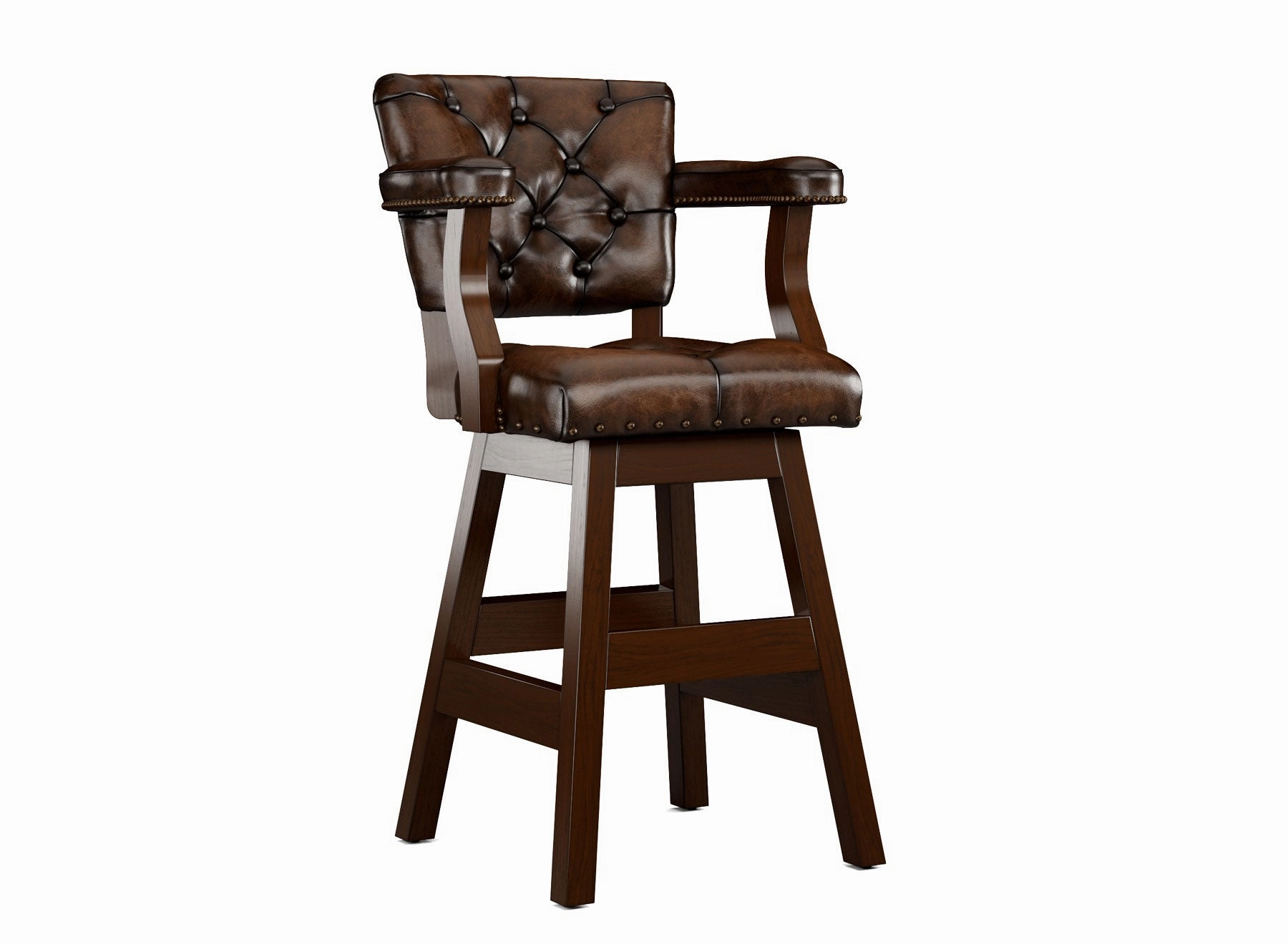 Leather Tufted Bar Stools with Backs