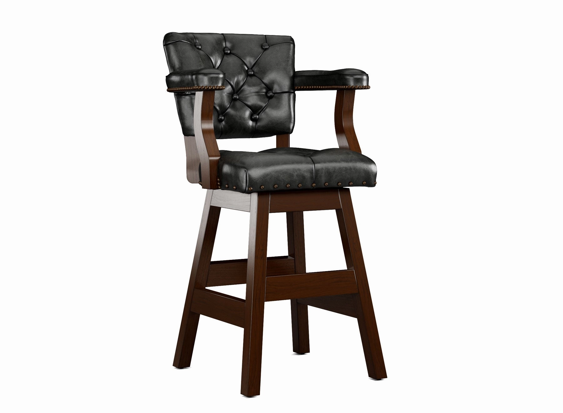 Leather Tufted Bar Stools with Backs