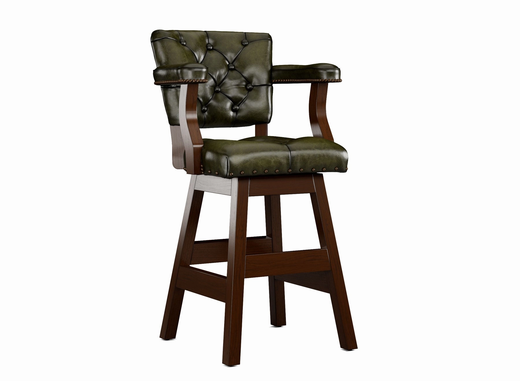 Leather Tufted Bar Stools with Backs