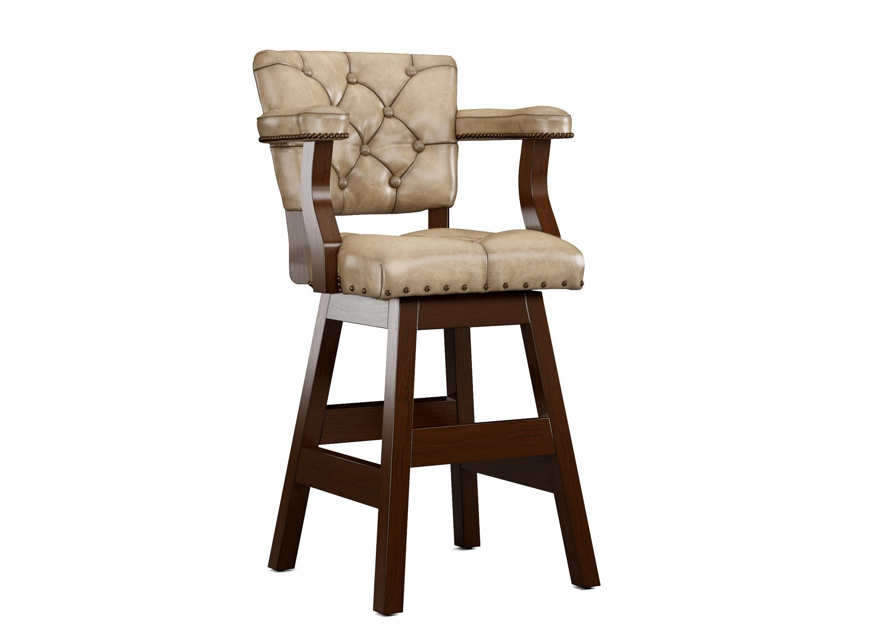 Leather Tufted Bar Stools with Backs