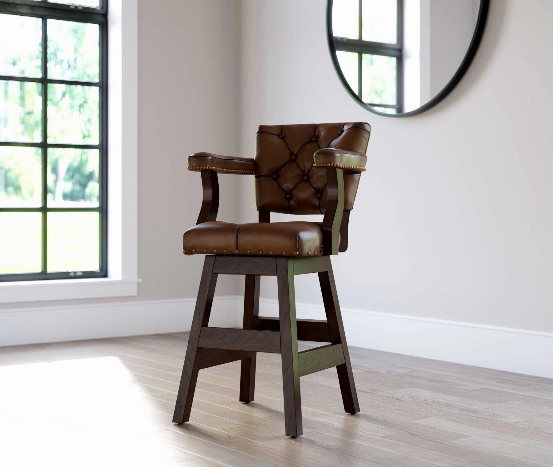 Leather Tufted Bar Stools with Backs