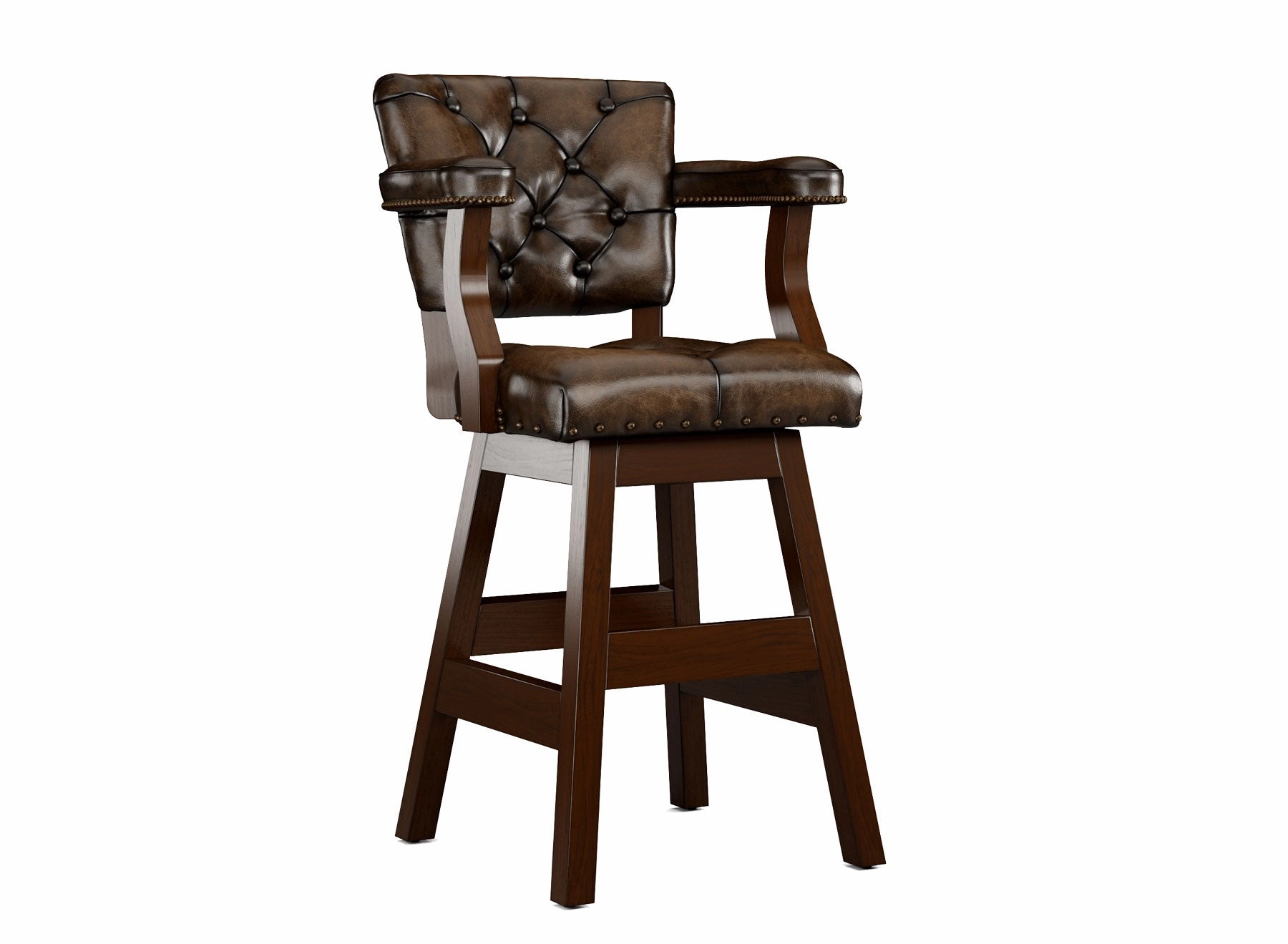 Leather Tufted Bar Stools with Backs