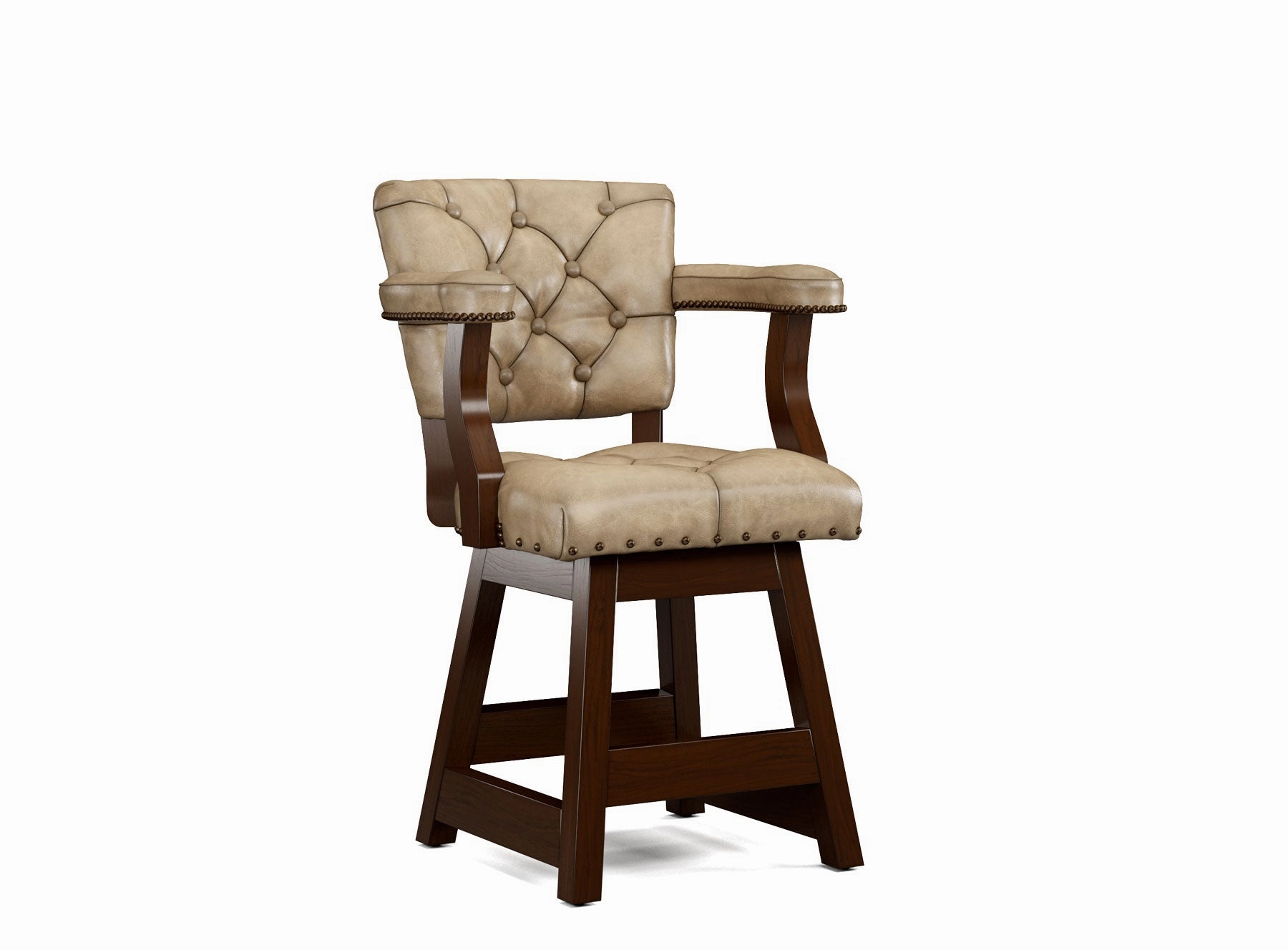 Leather Tufted Bar Stools with Backs