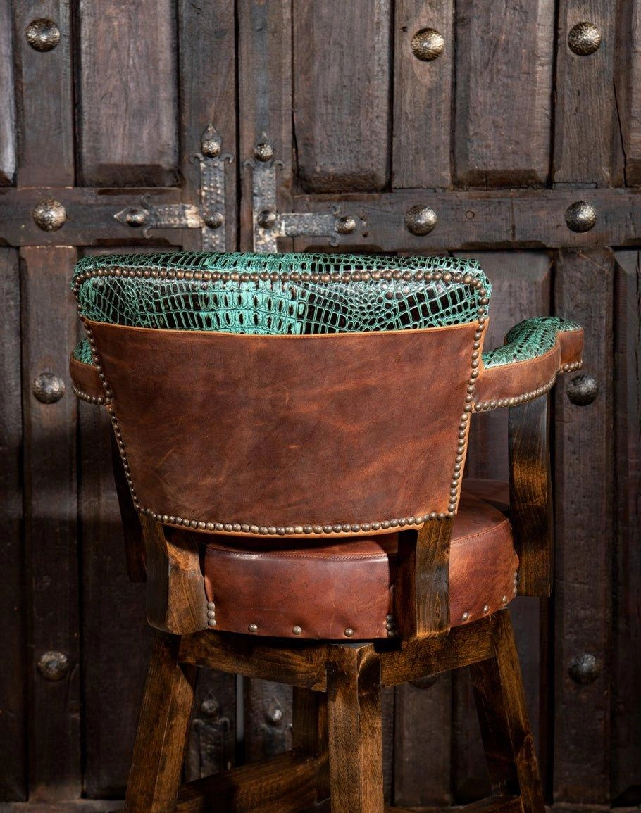 Leather Western Swivel Bar Chair