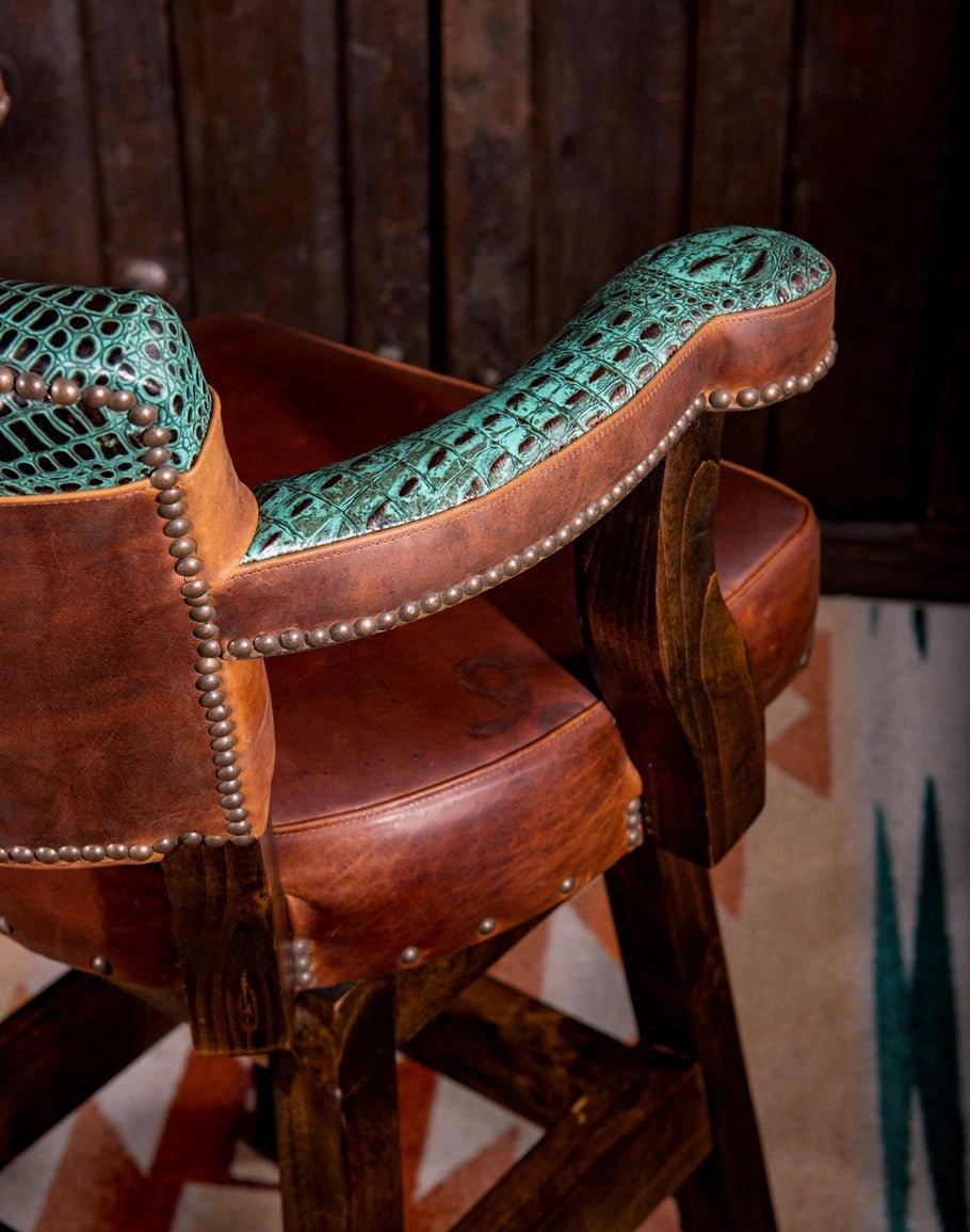 Leather Western Swivel Bar Chair