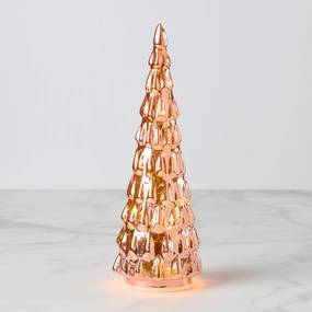 Led Lit Amber Glass Holiday Tree