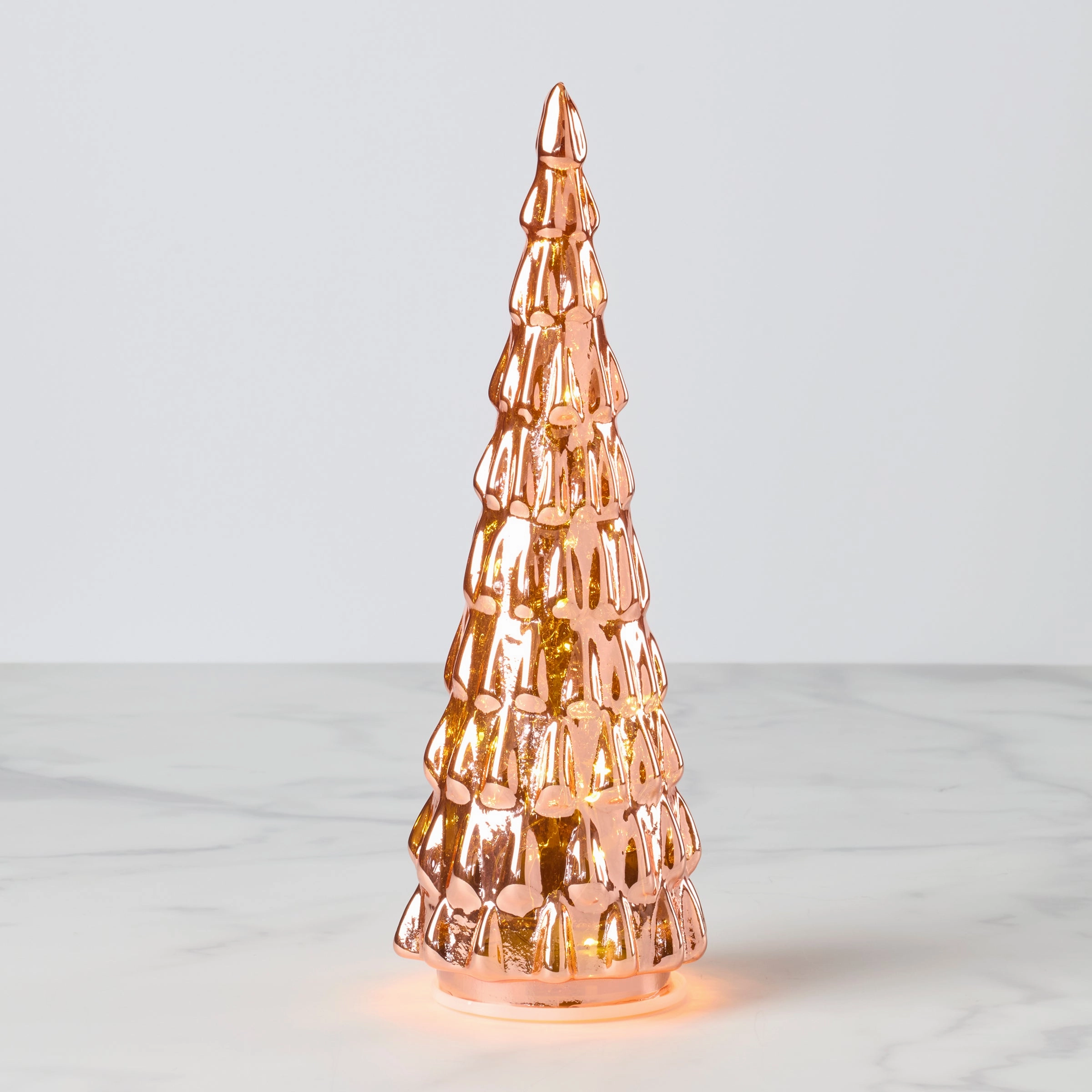 Led Lit Amber Glass Holiday Tree