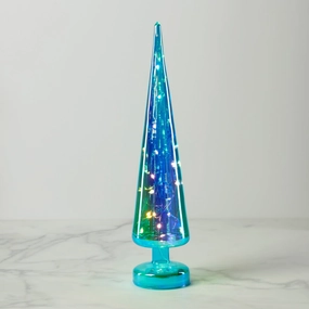 Led Lit Teal Glass Holiday Tree